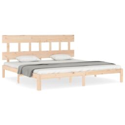 Berkfield Home Bed Frame with Headboard 200x200 cm Solid Wood in Brown - thumbnail 2