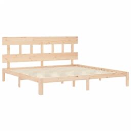 Berkfield Home Bed Frame with Headboard 200x200 cm Solid Wood in Brown - thumbnail 5
