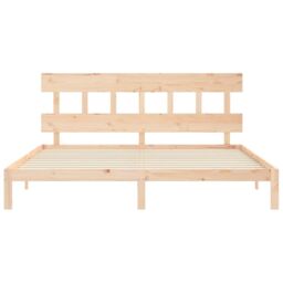 Berkfield Home Bed Frame with Headboard 200x200 cm Solid Wood in Brown - thumbnail 6