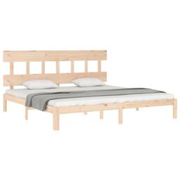 Berkfield Home Bed Frame with Headboard 200x200 cm Solid Wood in Brown - thumbnail 4