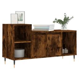 Berkfield Home TV Cabinet Smoked Oak 100x35x55 cm Engineered Wood in Brown - Size: 100 x 35 x 55 cm - thumbnail 1