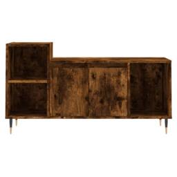 Berkfield Home TV Cabinet Smoked Oak 100x35x55 cm Engineered Wood in Brown - Size: 100 x 35 x 55 cm - thumbnail 5
