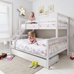 Nöa and Nani Hanna Triple Bunk Bed with Flo Pull Out Trundle in White - Size: Single - thumbnail 1
