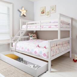 Nöa and Nani Hanna Triple Bunk Bed with Flo Pull Out Trundle in White - Size: Single - thumbnail 2