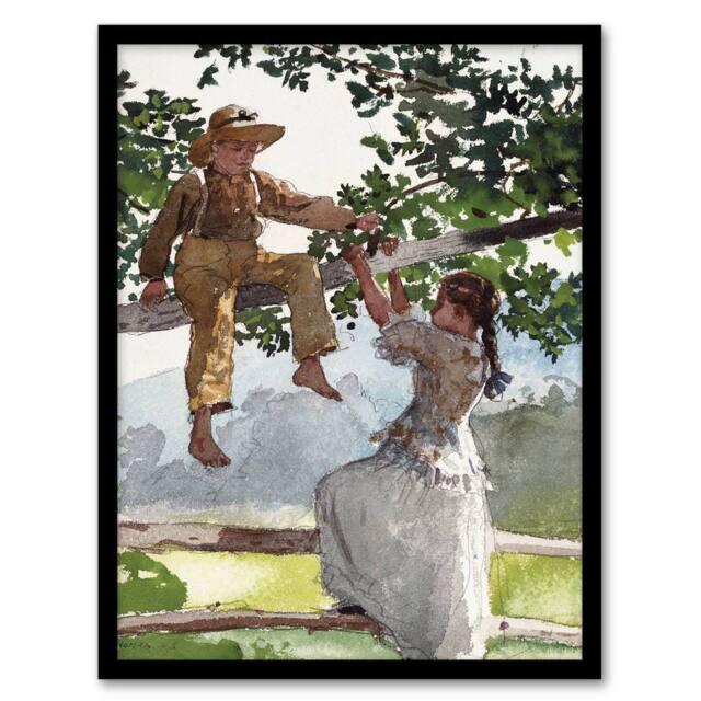 Artery8 On the Fence Children Portrait Winslow Homer Framed Wall Art Print - Size: A4 - image 1