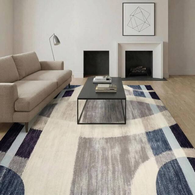 MCC Direct Short Pile Rectangular Arch Pattern Rug Indoor Carpet 6 sizes in Blue - Size: 120 cm x 160 cm - image 1