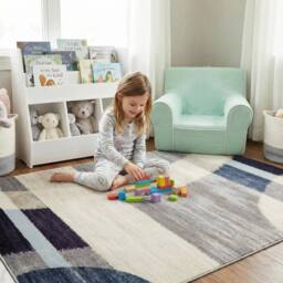 MCC Direct Short Pile Rectangular Arch Pattern Rug Indoor Carpet 6 sizes in Blue - Size: 120 cm x 160 cm - thumbnail 5