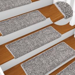 Berkfield Home Carpet Stair Treads 15 pcs 65x21x4 cm Grey - Size: Medium - thumbnail 1