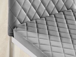 FurnitureboxUK Set of 4 Milan High Back Soft Touch Diamond Pattern Velvet Dining Chairs With Silver Chrome Metal Legs in Grey - thumbnail 6