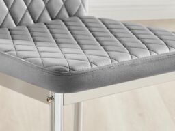 FurnitureboxUK Set of 4 Milan High Back Soft Touch Diamond Pattern Velvet Dining Chairs With Silver Chrome Metal Legs in Grey - thumbnail 8