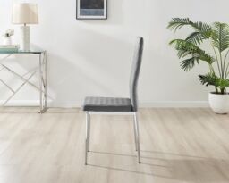 FurnitureboxUK Set of 4 Milan High Back Soft Touch Diamond Pattern Velvet Dining Chairs With Silver Chrome Metal Legs in Grey - thumbnail 4