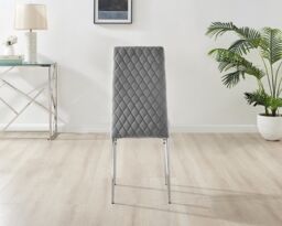 FurnitureboxUK Set of 4 Milan High Back Soft Touch Diamond Pattern Velvet Dining Chairs With Silver Chrome Metal Legs in Grey - thumbnail 5
