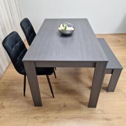 KOSY KOALA Modern Arrow Design Dining Table Set with 2 Black Velvet Chairs & 1 Bench Dining Room furniture in Brown - thumbnail 8