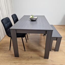 KOSY KOALA Modern Arrow Design Dining Table Set with 2 Black Velvet Chairs & 1 Bench Dining Room furniture in Brown - thumbnail 3