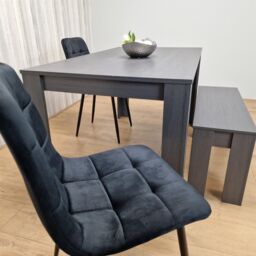 KOSY KOALA Modern Arrow Design Dining Table Set with 2 Black Velvet Chairs & 1 Bench Dining Room furniture in Brown - thumbnail 6