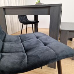 KOSY KOALA Modern Arrow Design Dining Table Set with 2 Black Velvet Chairs & 1 Bench Dining Room furniture in Brown - thumbnail 4