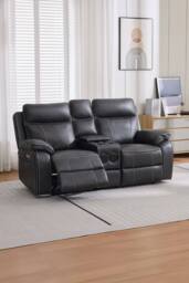 More4Homes Vinson Electric Recliner 2+3 Seater Sofa Set Air Leather With Speakers in Charcoal - Size: Large - thumbnail 9