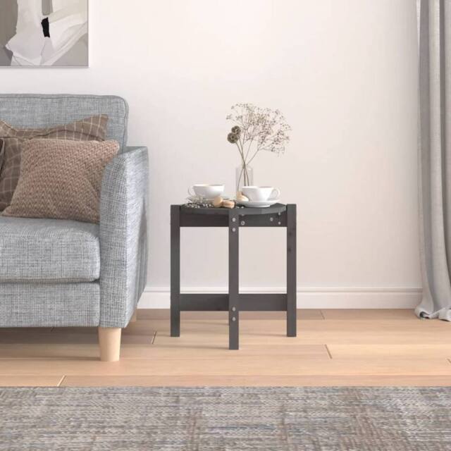 Berkfield Home Beautiful Coffee Table Grey Ø 42.5x45 cm Solid Wood Pine - image 1