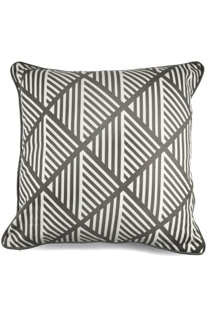 Fusion 'Brooklyn' 100% Cotton Geometric Print Filled Cushion in Grey - Size: 43 cm x 43 cm - image 1