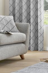 Fusion 'Brooklyn' 100% Cotton Geometric Print Filled Cushion in Grey - Size: 43 cm x 43 cm - thumbnail 2
