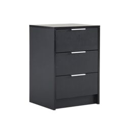 Home Source Phoenix Bedside 3 Drawer Storage Bedroom Nightstand Lamp Side Table in Black - thumbnail 7