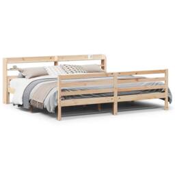 Berkfield Home Bed Frame with Headboard without Mattress 200x200 cm in Light Tan - thumbnail 1