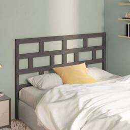Berkfield Home Beautiful Bed Headboard Grey 126x4x100 cm Solid Wood Pine - Size: 126 x 4 x 100 cm - thumbnail 2