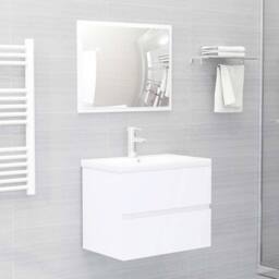 Berkfield Home Durable 2 Piece Bathroom Furniture Set White Engineered Wood - thumbnail 2