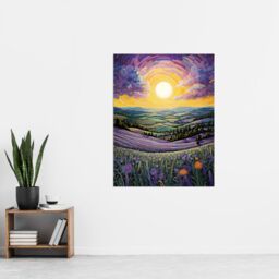 "Artery8 Wall Art Print Vibrant Sunrise over Blooming Lavender Fields Poster Picture in Purple - Size: W18"" x H24""" - thumbnail 4