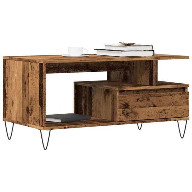 Berkfield Home Coffee Table Old Wood 90x49x45 cm Engineered Wood in Brown - Size: 90 x 49 x 45 cm - image 1