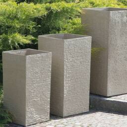 Wyld and Coco Tall Plant Pot Beige Stone 35 x 35 x 70 cm Indoor Outdoor Planter - thumbnail 1