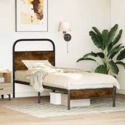 Berkfield Home Bed Frame Without Mattress 80x200 cm Smoked Oak Engineered Wood in Brown - thumbnail 2