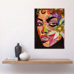 "Artery8 Abstract Colourful Woman Portrait Mosaic Artwork Wall Art Print - Size: W18"" x H24""" - thumbnail 4