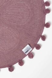 Homescapes Floral Bath Mat 100% Cotton with Pom Pom Edges in Pink - thumbnail 5