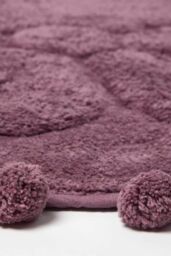 Homescapes Floral Bath Mat 100% Cotton with Pom Pom Edges in Pink - thumbnail 3