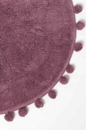 Homescapes Floral Bath Mat 100% Cotton with Pom Pom Edges in Pink - thumbnail 2
