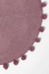 Homescapes Floral Bath Mat 100% Cotton with Pom Pom Edges in Pink - thumbnail 4