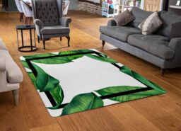 Benjamin Tate Design Botanical & Black Border Designer Rug in Natural - Size: Large - thumbnail 2