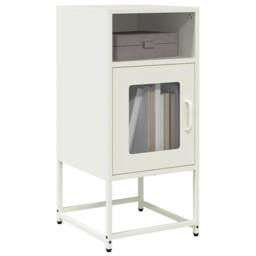 Berkfield Home Bedside Cabinet White 36x39x78 cm Cold-rolled Steel - Size: 36 x 39 x 78 cm