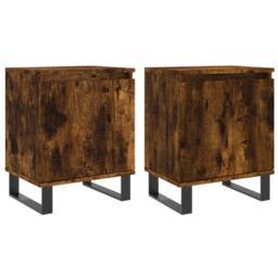 Berkfield Home Elegant Bedside Cabinets 2 pcs Smoked Oak 40x30x50 cm Engineered Wood in Brown - Size: 40 x 30 x 50 cm - thumbnail 3