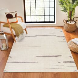 Livabliss Becki Owens Rivi-Global Ivory Grey Living Dining Bedroom Rug in Cream - Size: 120 cm x 170 cm - thumbnail 1