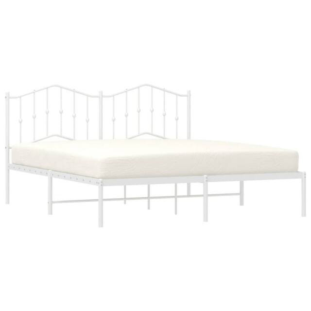 Berkfield Home Metal Bed Frame with Headboard White 160x200 cm - image 1