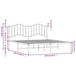 Berkfield Home Metal Bed Frame with Headboard White 160x200 cm - thumbnail 9