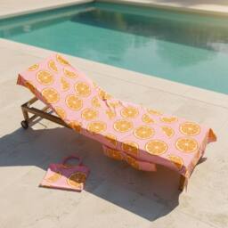 OHS Tropical Fruit Beach Towel with Bag Quick Dry Absorbent Travel Spa in Pink - thumbnail 1