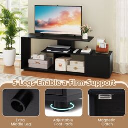 "Costway TV Stand for TVs up to 55"" 3-Tier Media Console Table w/Storage-Black in Black" - thumbnail 6