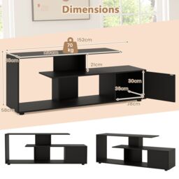 "Costway TV Stand for TVs up to 55"" 3-Tier Media Console Table w/Storage-Black in Black" - thumbnail 3