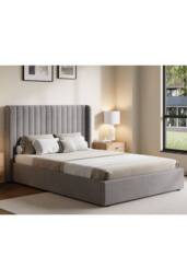 Groundlevel Belgravia Velvet Upholstered Gas Lift Ottoman Bed Frame in Silver - Size: Double - thumbnail 3