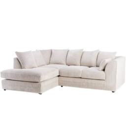 Bliss Furniture Jumbo Cord Scatter Back 4-Seater Left Hand Corner Sofa in Cream Colour - Size: 4 Person - thumbnail 1