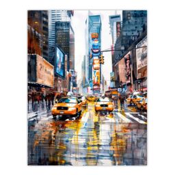 "Artery8 Times Square Taxis Billboards Watercolour Iconic Wall Art Print - Size: W24"" x H32""" - thumbnail 1