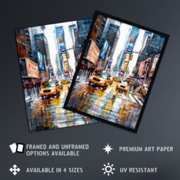 "Artery8 Times Square Taxis Billboards Watercolour Iconic Wall Art Print - Size: W24"" x H32""" - thumbnail 2